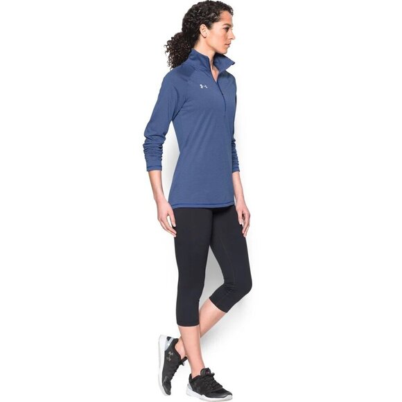 Under Armour Royal Steel Micro Stripe Tech 1/4 Zip - Picture 2 of 9